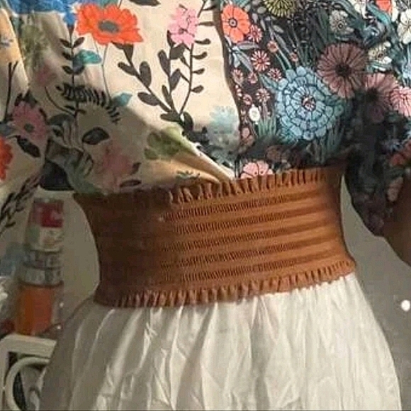 Plus size Ultra Wide Brown corset elastic boho stretch ren faire waist belt - Picture 7 of 9